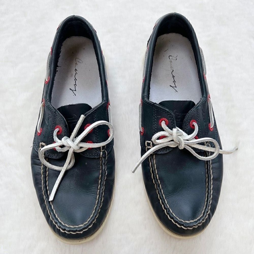Canoos Golf Shoes Boat Shoe Style Leather Preppy Navy Blue Red size women’s 8
